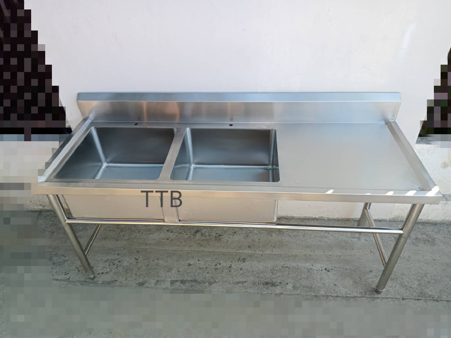 ซิงค์ล้างจานสแตนเลส 2 หลุมลึกพิเศษพร้อมที่พักจานขวา รุ่น: SWSCD-186580HR