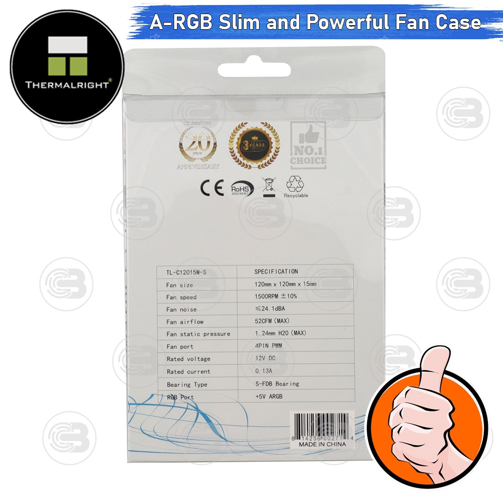 [CoolBlasterThai] Thermalright TL-C12015W-S A-RGB Slim Fan Case (size 120 mm.) ประกัน 3 ปี