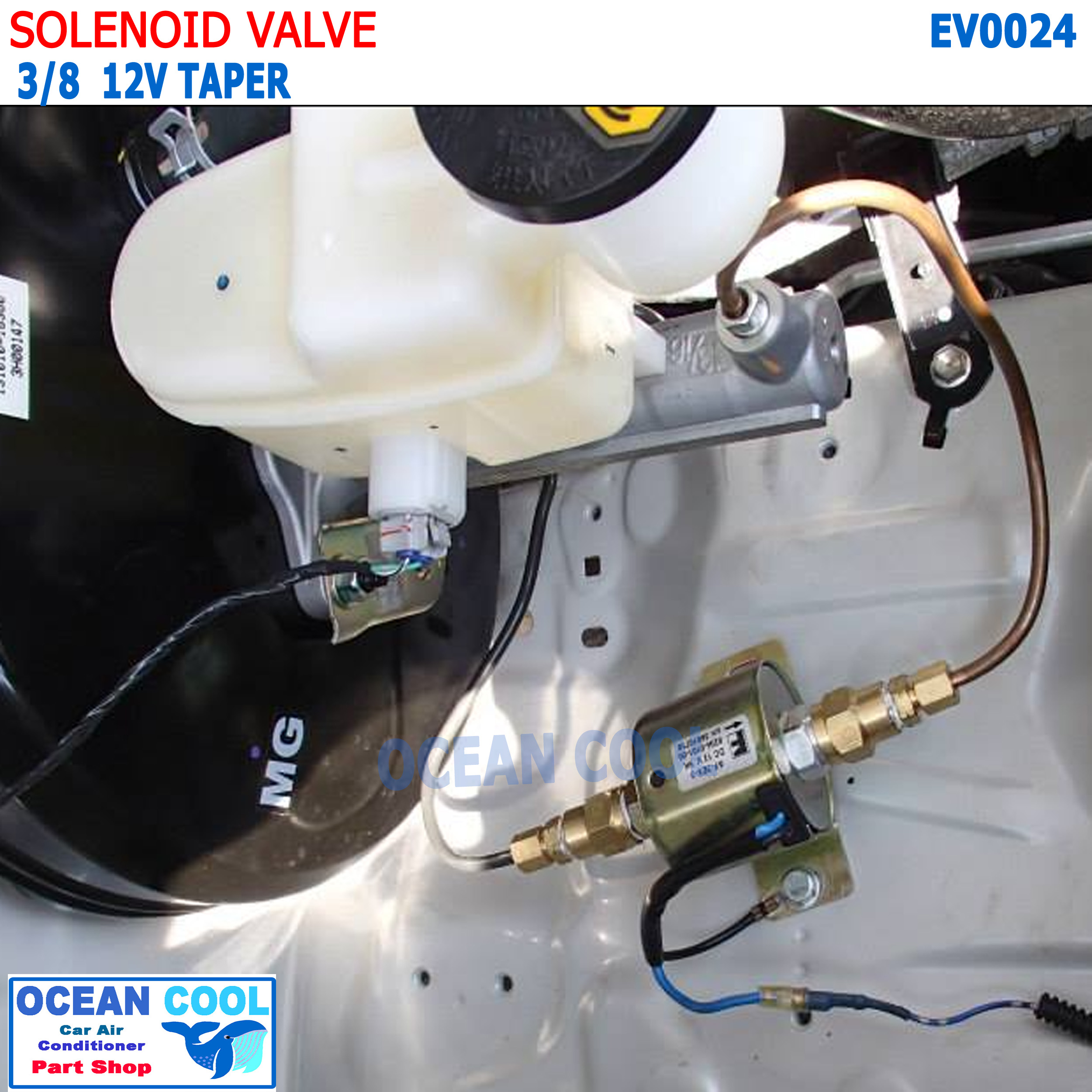 โซลินอยด์ วาล์ว 3 หุน 3/8 เทเปอร์ 12V EV0024 Solenoid Valve โซลินอยด์วาวล์ ใช้กับระบบแอร์ หรือ ระบบเบรก มือหัวแฟร์ วาล์ว เปิดปิด เบรกมือ