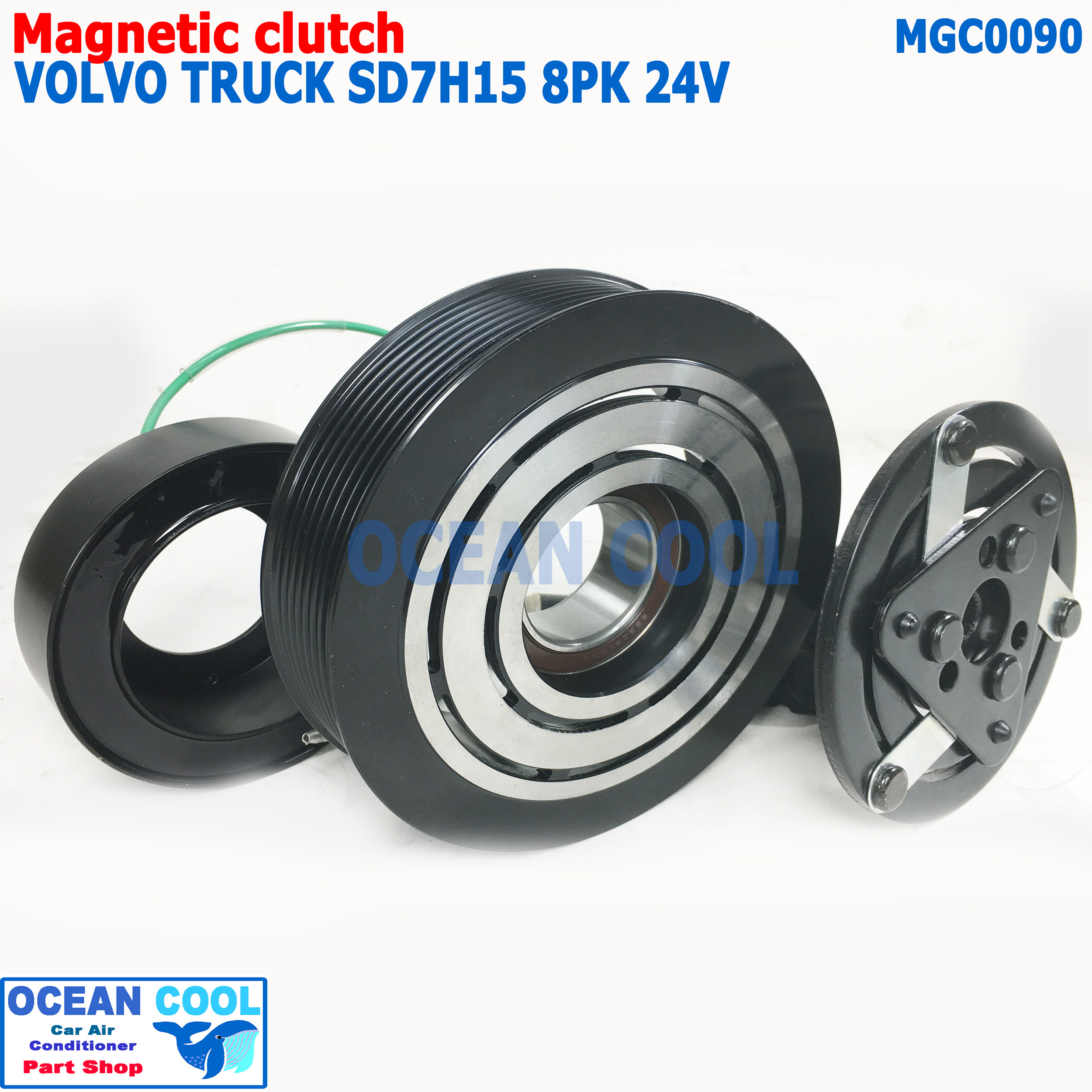 คลัชคอมแอร์ วอลโว่ ทรัค SD7H15 8PK 135mm แกนเฟือง MGC0090 ลูกปืน NSK AC Compressor Clutch Volvo Truck 24v ใช้กับคอม Sanden ครัชคอมแอร์ หน้าครัชคอมแอร์