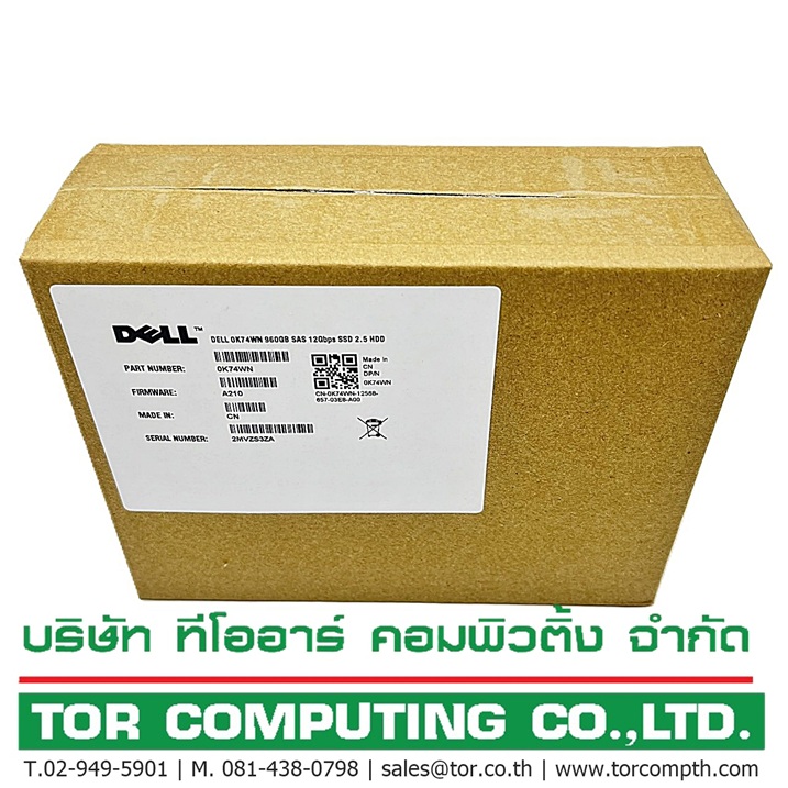 NEW DELL 0K74WN [TorCompTH Thailand ขายจำหน่าย ราคา] Dell 960GB 12G SAS RI 2.5in SSD with Tray DXD9H