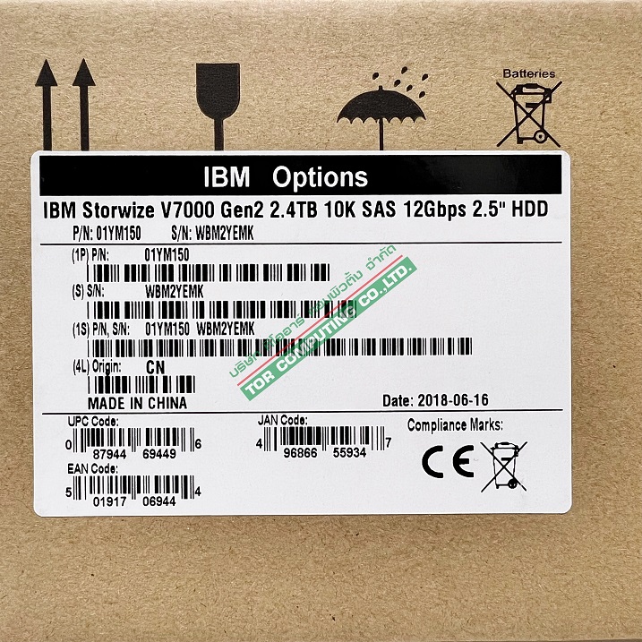 IBM 01YM150, 01YM176, 01YM152, 2076-AHF5 [TorCompTH Thailand ขาย จำหน่าย ราคา] IBM 2.4TB 10K 12Gb SAS 2.5IN HDD IBM 2076-624 V7000 Gen2
