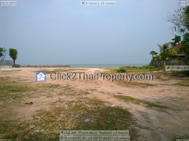 ขายที่ดินติดทะเลหาดชะอำ อ.ชะอำ จ.เพชรบุรี 5 ไร่ 2 งาน., Front Beach Land for Sale : Cha-Am Beach, Petchaburi Province, Thailand