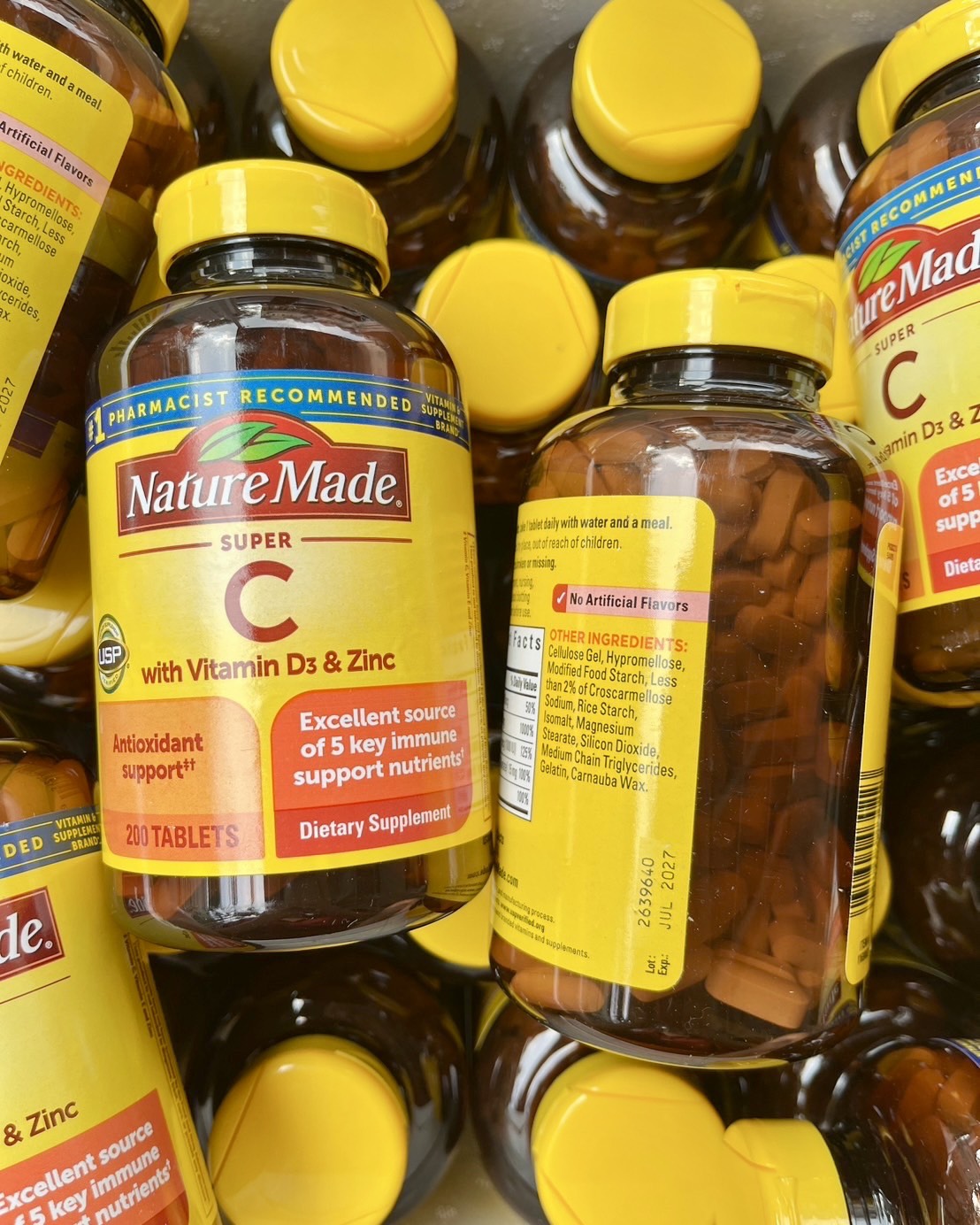 (1กระปุก) Nature Made Super C with Vitamin D3 & with Zinc Tablets 200 Tablets วิตามิน Cของแท้นำเข้าจากอเมริกา