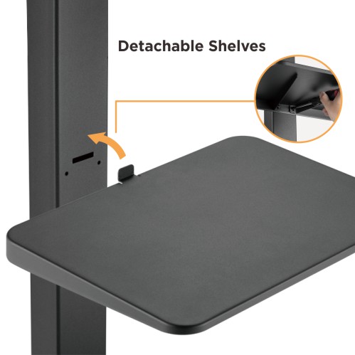 ENIX F8600 series ขาตั้งทีวี 37“-75" Home Use TV Floor Stand with Double shelves, Max VESA 600x400mm., Weight Capacity 40 Kg., (ไม่มีล้อ)