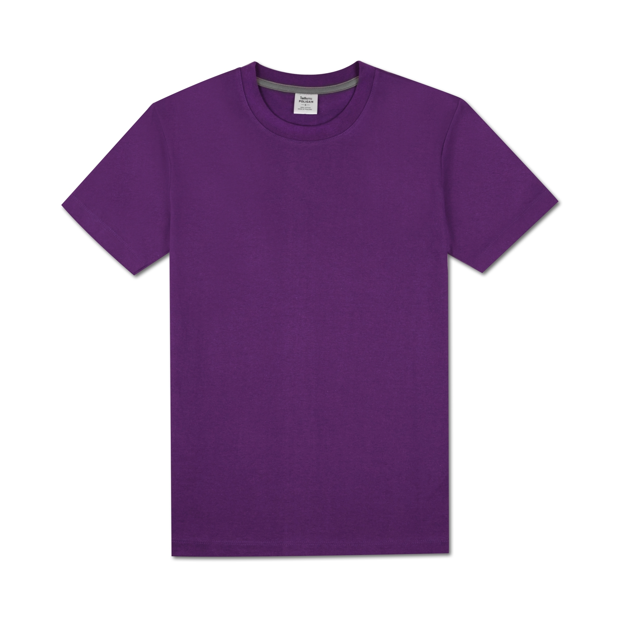 T-Shirt เสื้อยืด คอกลม-คอวี แต่งกุ๊นคอ COTTON100% สีม่วง