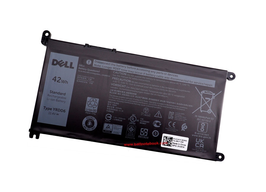 Battery notebook Dell Inspiron 5482 2-in-1 YRDD6 42Whr แท้ศูนย์ Dell แบตเตอรี่ โน๊ตบุ๊ค Inspiron 5482 2-in-1 แบตแท้ ประกัน ศูนย์ Dell Thailand