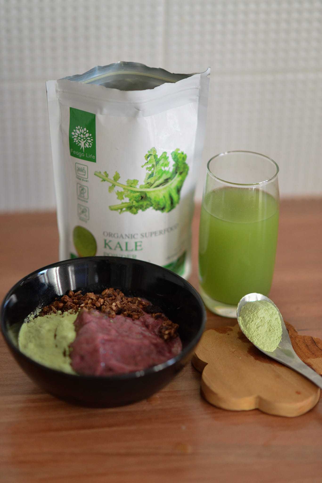 ผงผักเคล สกัดเข้มข้น 10x ผักผง KALE SUPERFOOD POWDER ยี่ห้อ Feaga Life 200 กรัม ผง Superfood (ผักผง ซุปเปอร์ฟู้ด) คุณภาพพรีเมี่ยม