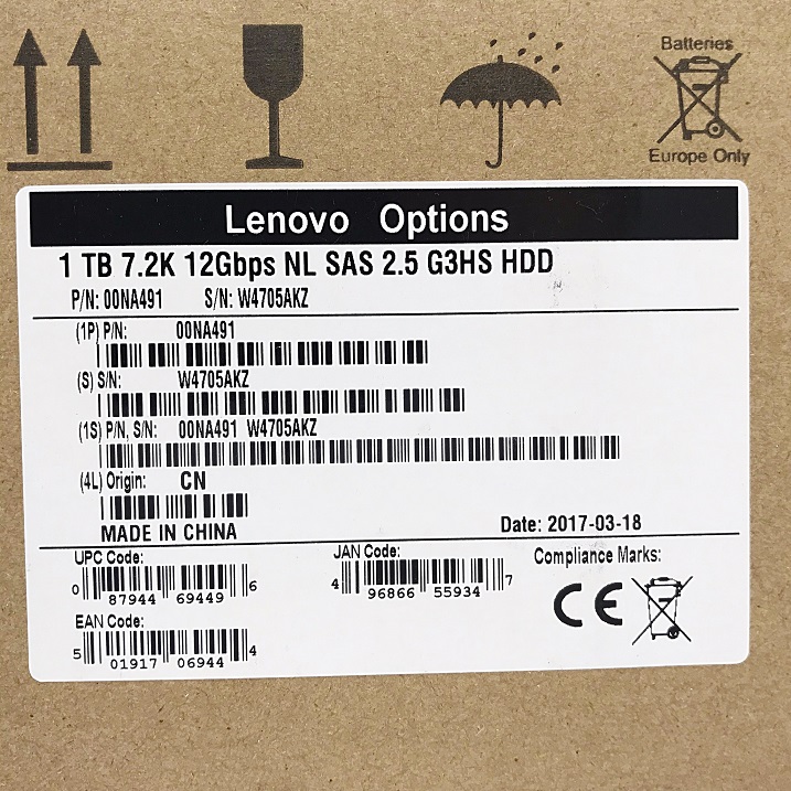 NEW, IBM 00NA491 00NA492 [TorCompTH Thailand ขาย จำหน่าย ราคา] IBM 1TB 7.2K 12Gbps NL SAS SFF G3 2.5in HDD for x3550 M5 / x3650 M5