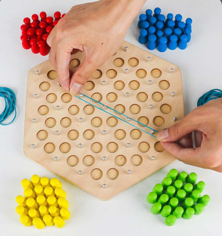 หมากลูกโซ่สามเหลี่ยมเรขาคณิต (กระดานไม้) Chain Game