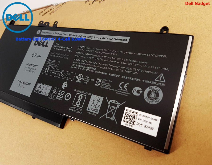 Battery Dell Latitude E5470, 4-Cell, 62Wh, แบตเตอรี่ Dell 6MT4T ของแท้รับประกันศูนย์ Dell Thailand On-site Service