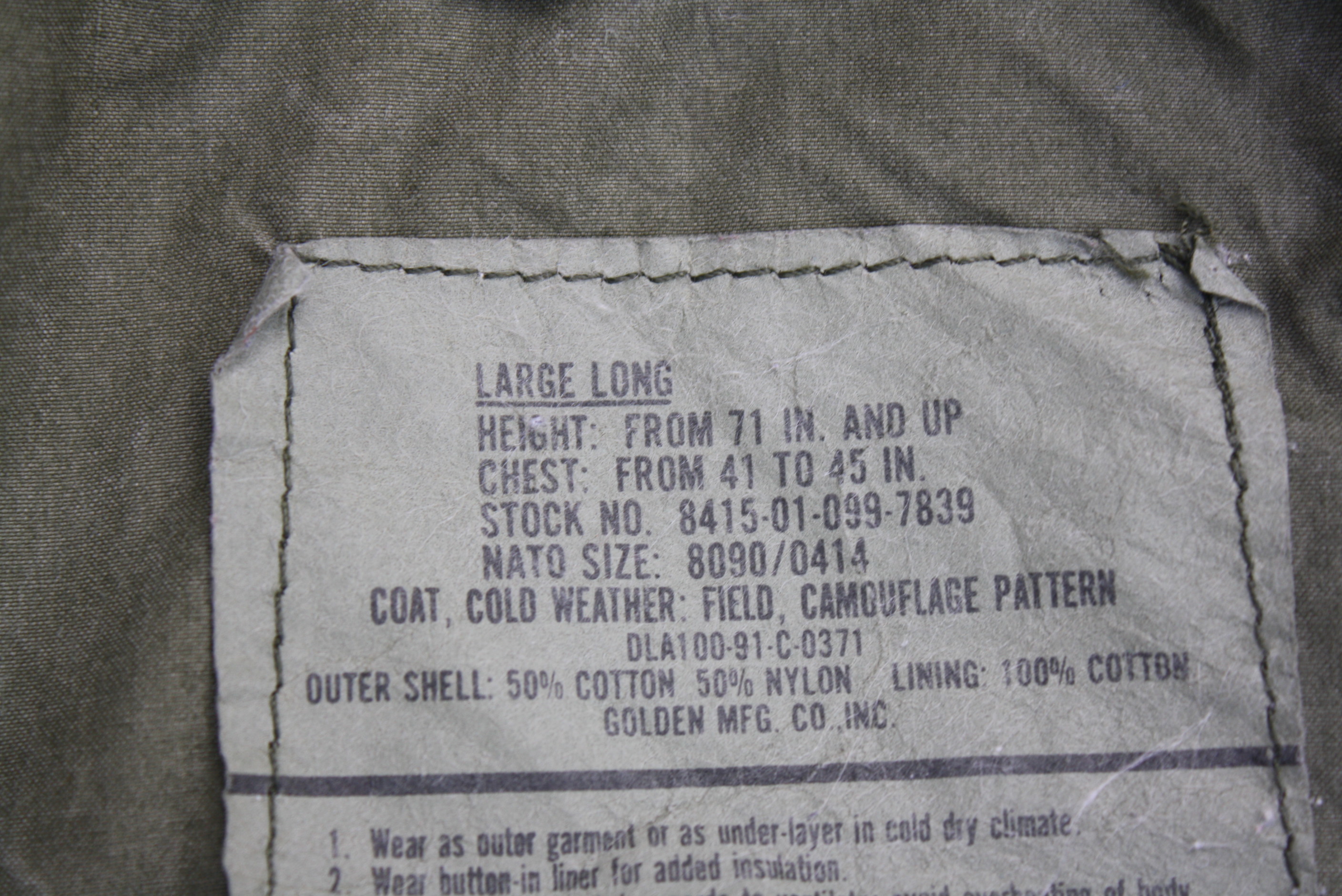 เสื้อทหาร M65 ลายพราง woodland Large Long