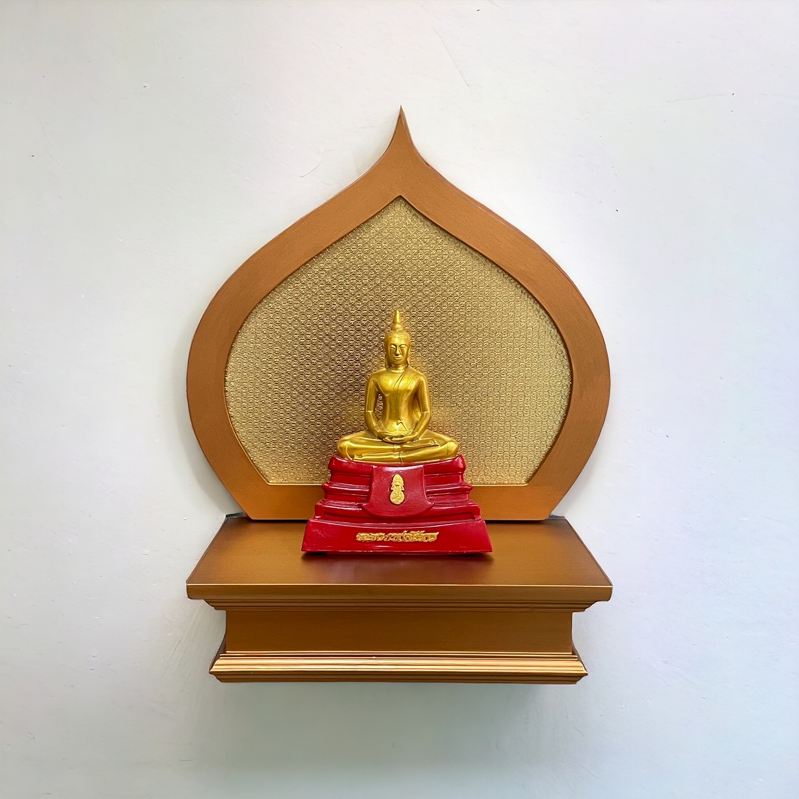 หิ้งบัลลังก์ พร้อมฉากโพธิ์ สีพิงค์โกลด์