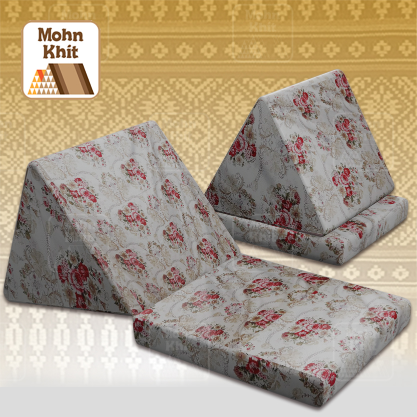 หมอนสามเหลี่ยม 15 ช่องติดเบาะ1 พับ ปลอกสวมซิป 57cmx76cmx36 cm Triangle Khit Thai Floor Cushions Traditional handmade 15 holes with 1 part of mattress.