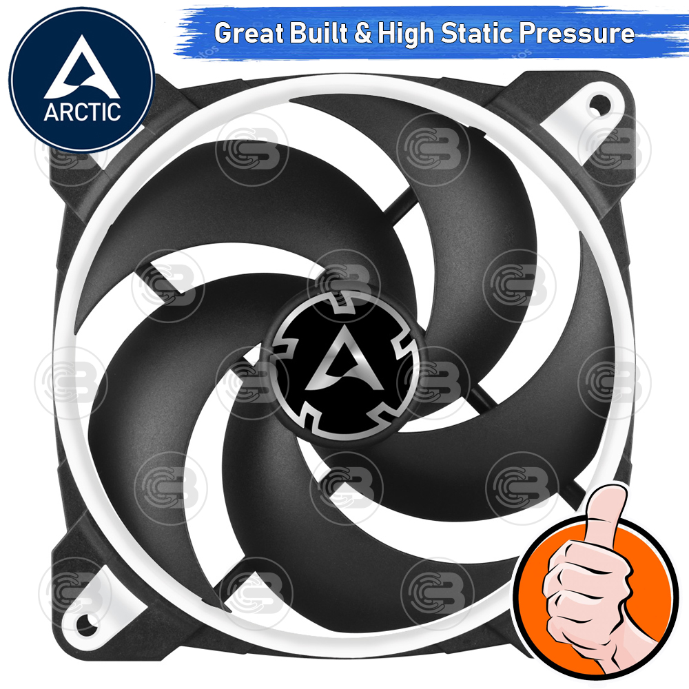 [CoolBlasterThai] ARCTIC BioniX P120 Black-White Pressure-optimised with PWM PST(size 120 mm.) PC Fan Case ประกัน 10 ปี