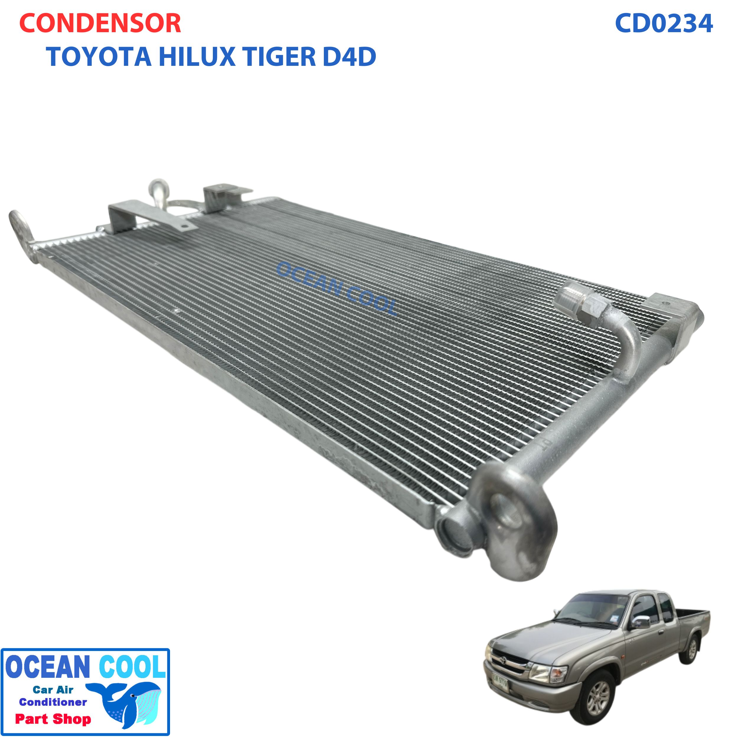แผงแอร์ โตโยต้า ไทเกอร์ D4D 1998 - 2005 CD0234 แบบรุ่นใหม่ Parallel Flow ระบายความร้อนดี CONDENSER toyota hilux Tiger D4D คอนเดนเซอร์ แผงคอยล์ร้อน ท่อน้ำยา 46แถว สำเนา