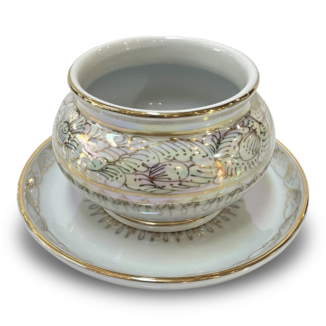 ชุดเบญจรงค์ สีขาวมุก ขนาด 8 นิ้ว