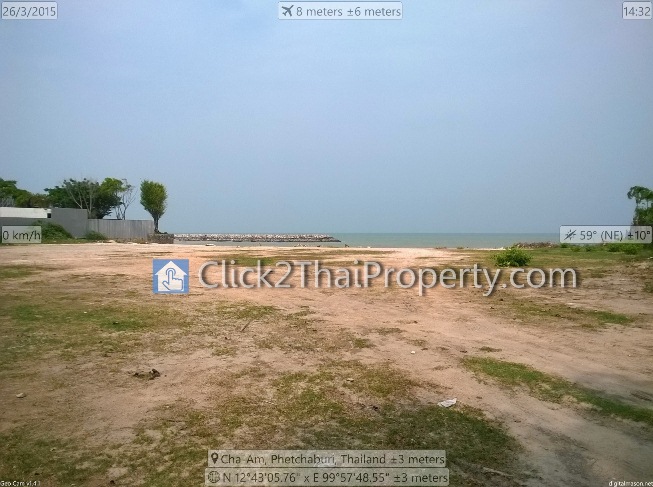ขายที่ดินติดทะเลหาดชะอำ อ.ชะอำ จ.เพชรบุรี 5 ไร่ 2 งาน., Front Beach Land for Sale : Cha-Am Beach, Petchaburi Province, Thailand
