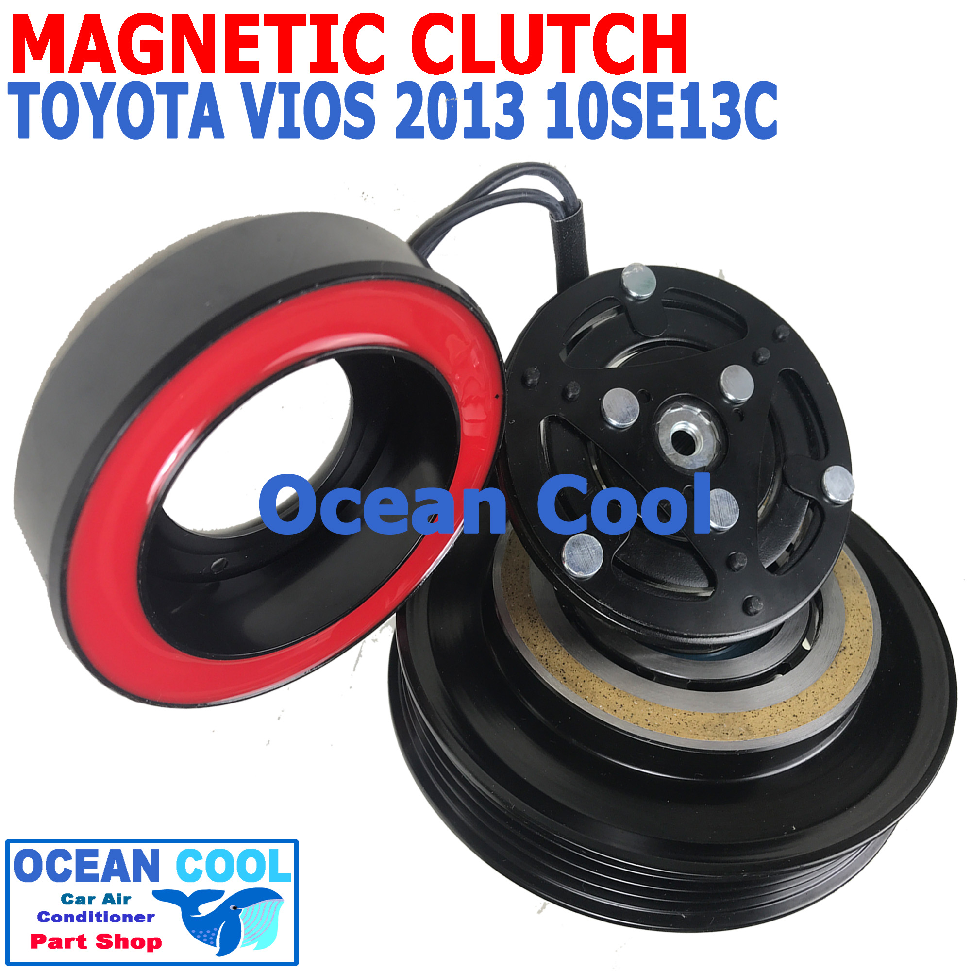 คลัชคอมแอร์ โตโยต้า วีออส 2013 - 2015 10SE13C MGC0050 Magnetic Clutch toyota vios ชุดหน้าคลัชคอมแอร์ สำหรับคอม 10SE13C อะไหล่ แอร์ รถยนต์ ลูกปืนมู่เล่ NSK แท้
