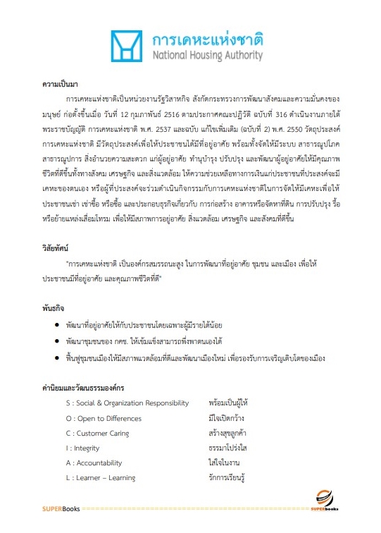 แนวข้อสอบ พนักงานการเงินและบัญชี การเคหะแห่งชาติ