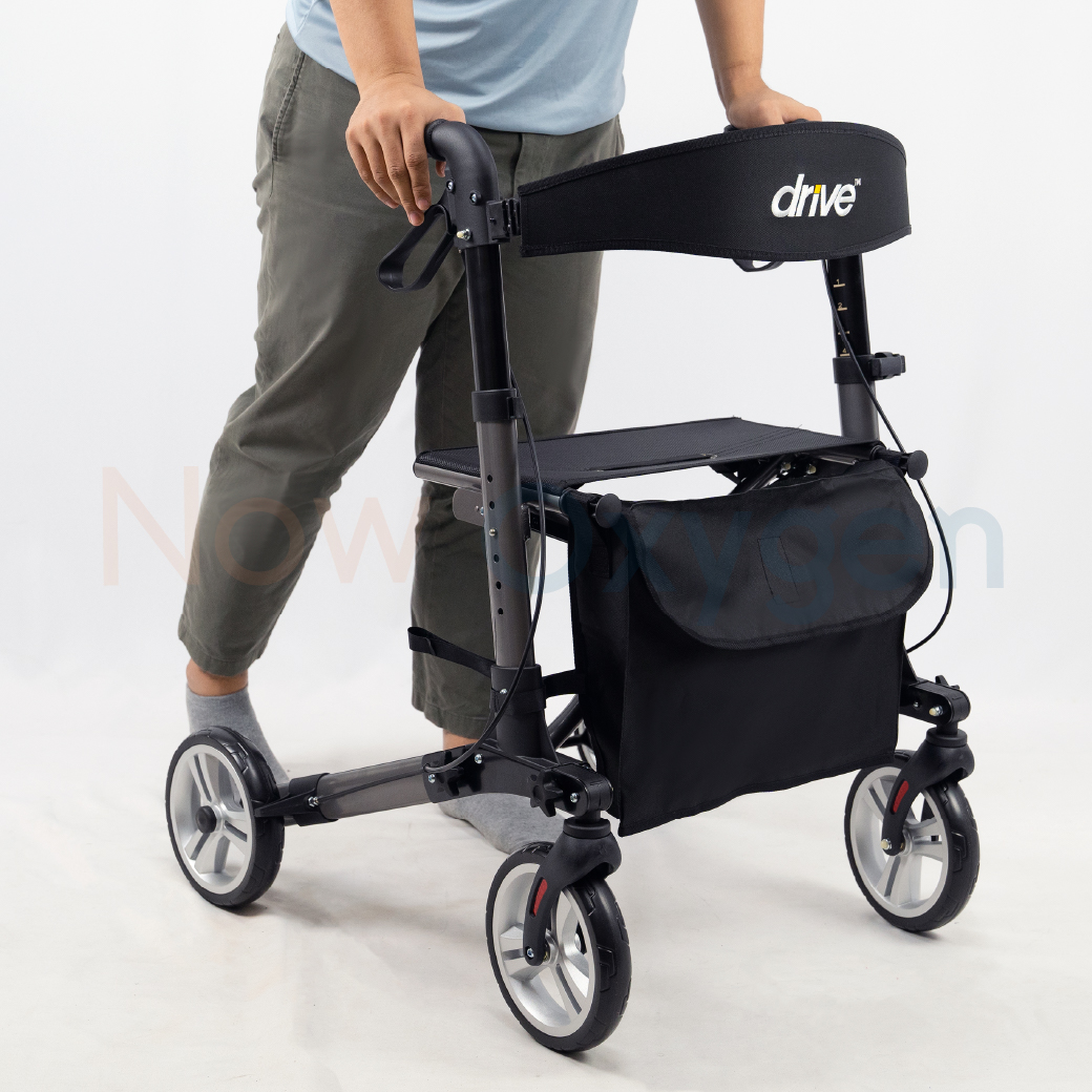 รุ่นใหม่ Moka Grey Rollator แบรนด์ Drive Medical (Debilbiss) วอล์คเกอร์ 4 ล้อ อุปกรณ์ช่วยพยุงเดิน อุปกรณ์ฝึกเดิน รับประกัน 2 ปี