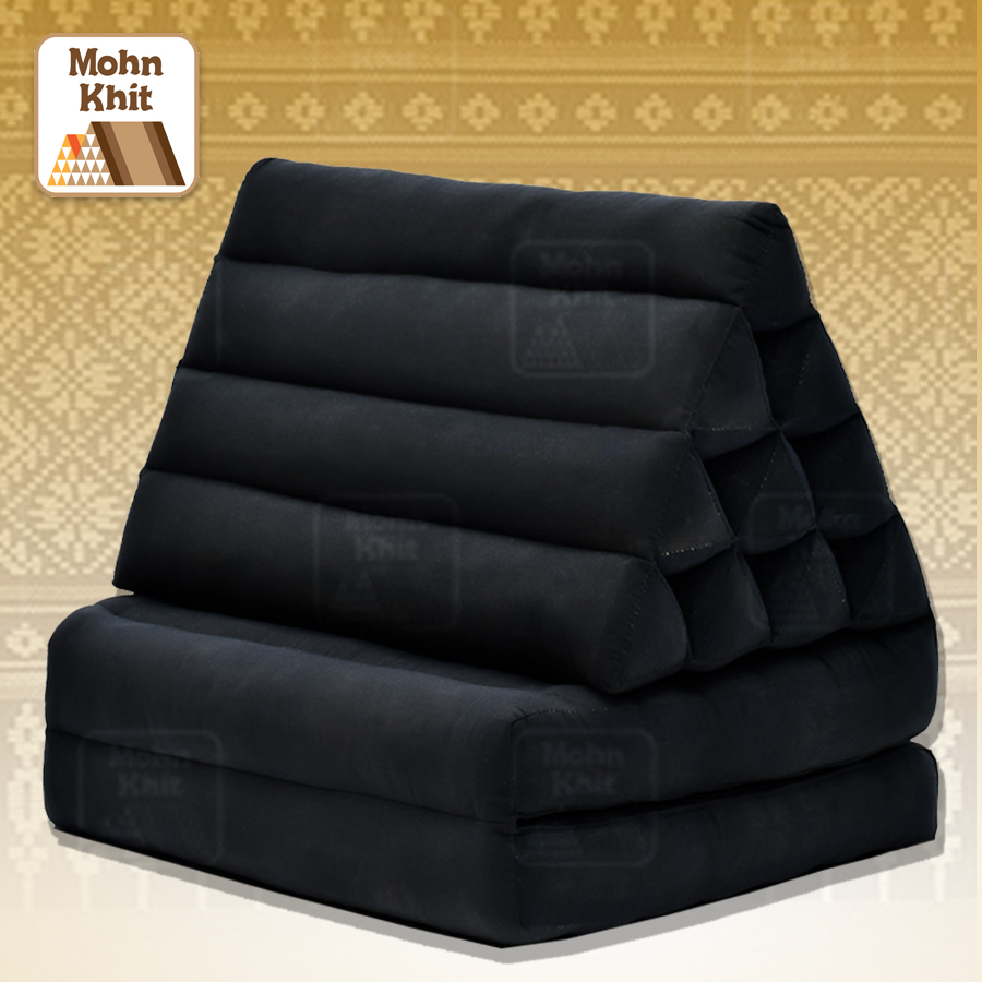 หมอนสามเหลี่ยม10 ช่องติดเบาะ 2 พับ 50x116x38 cm//Tri-angle kapok 100%Traditional Floor Cushions 10 holes with 2 part of mattress.