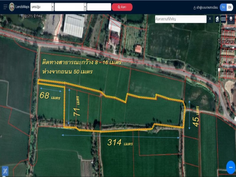 ขายที่ดินเปล่า ย่าน ลานตากฟ้า งิ้วราย มหาสวัสดิ์ : ใกล้ ม.พฤกษา 8 : 11-1-6 ไร่