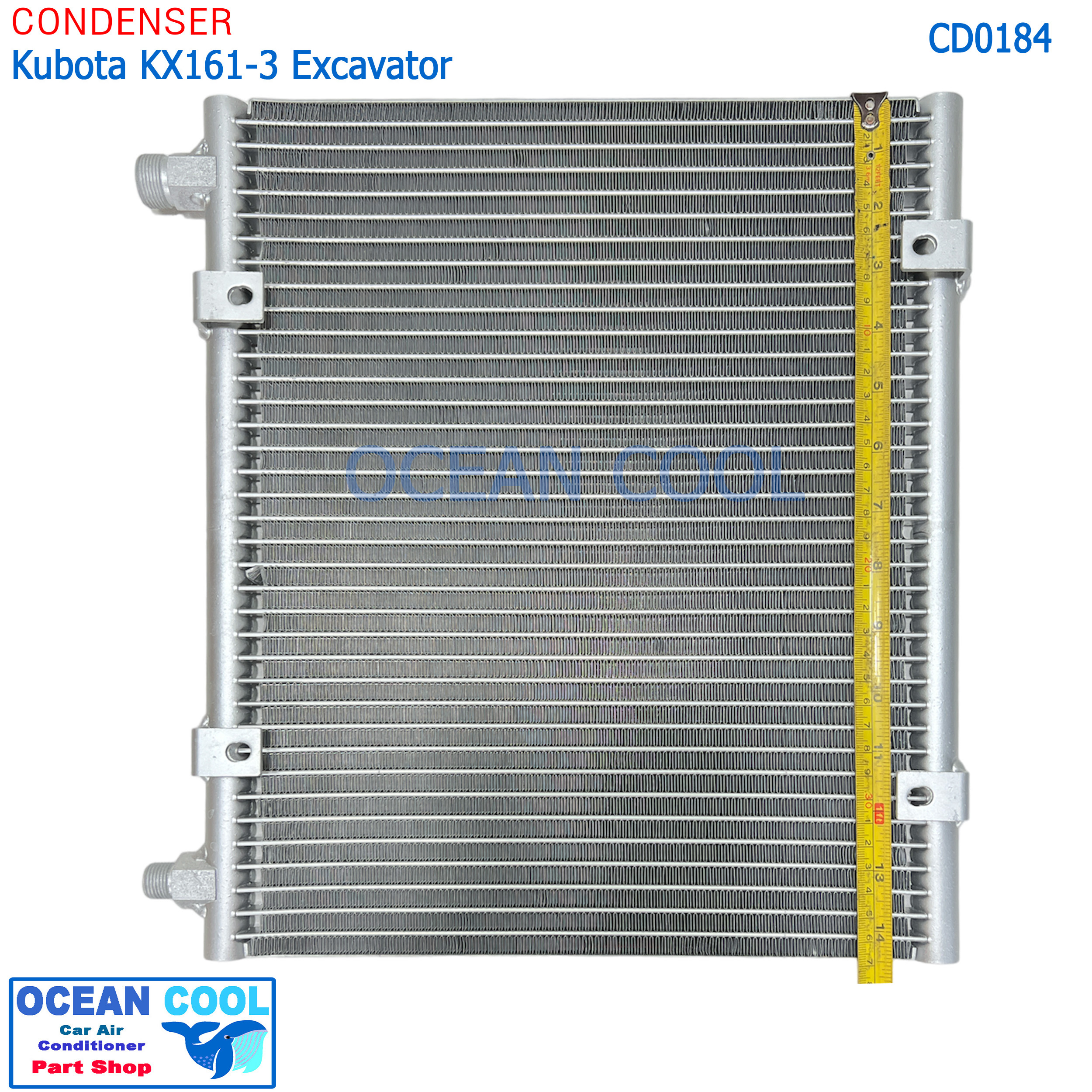 แผงแอร์ คูโบต้า KX161-3 ขนาด 5 ตัน CD0184 รุ่นหัวขันฝั่งเดียวกัน ไดเออร์แยก Condenser Kubota คอยล์ร้อน รังผึ้งแอร์ แผงรังผึ้ง แผงคอยล์ร้อน หัวขันข้าง