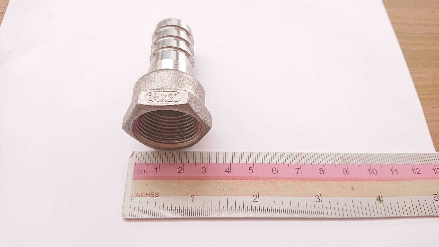 หางปลาสแตนเลส npt 3/4นิ้ว(6หุน) เกลียวตัวเมียหางไหล ขั้วต่อแบบมีหนาม 20มม.#3420304