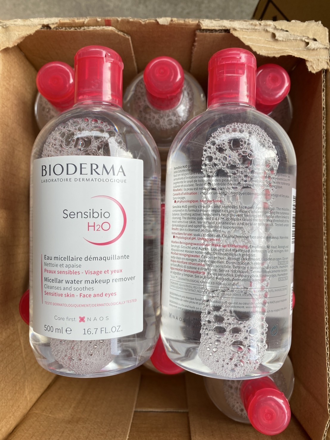 Bioderma Sensibio H2O Solution Micellaire 500ml. ฝาชมพู สำหรับผิวแพ้ง่าย-ผิวแห้ง-ผิวธรรมดา (1ขวด)