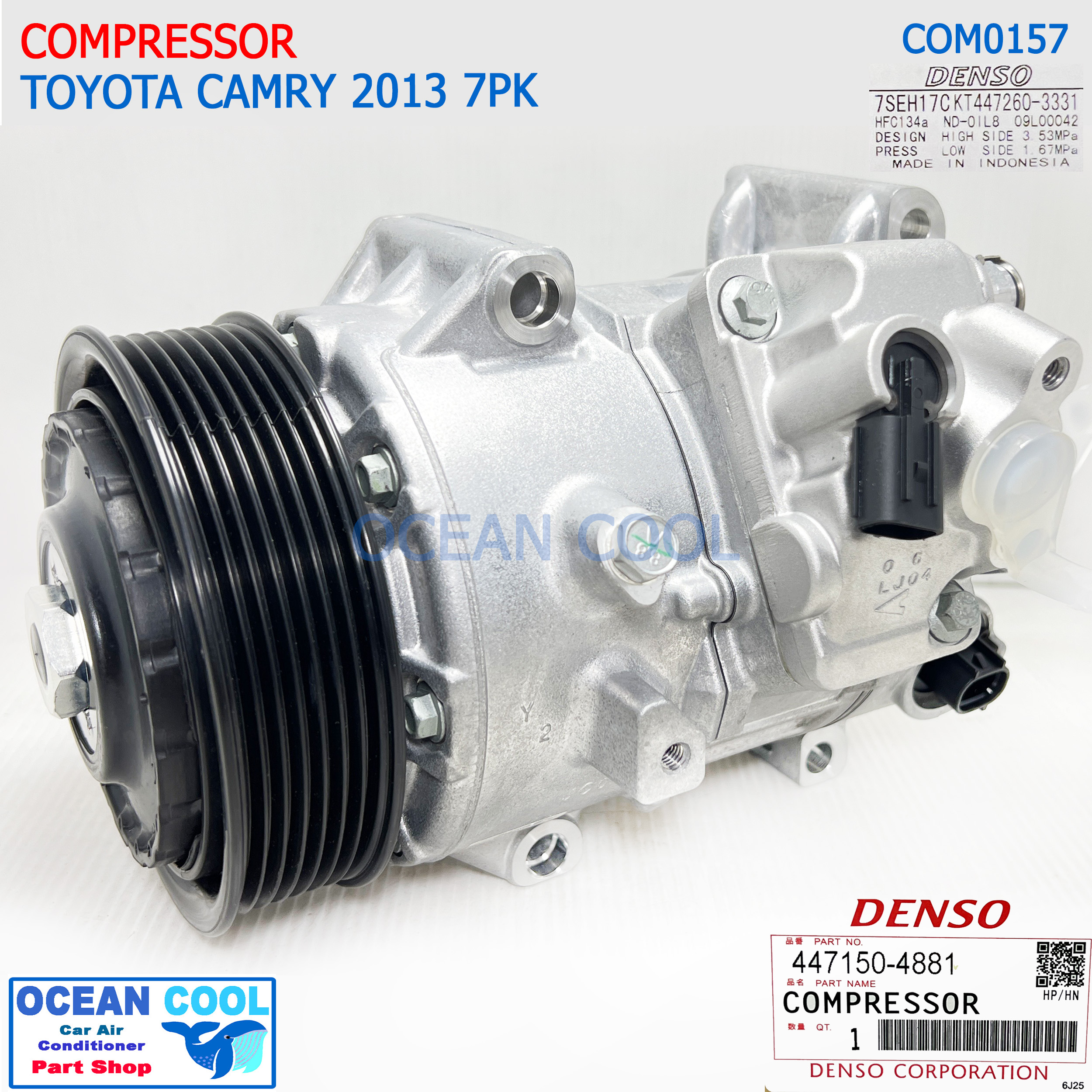 คอมเพรสเซอร์ โตโยต้า แคมรี่ 2012 - 2017 COM0157 7PK DENSO 447150-4881 Toyota Camry 2.5 VVT-I COMPRESSOR คอมแอร์ คอม T581-1A
