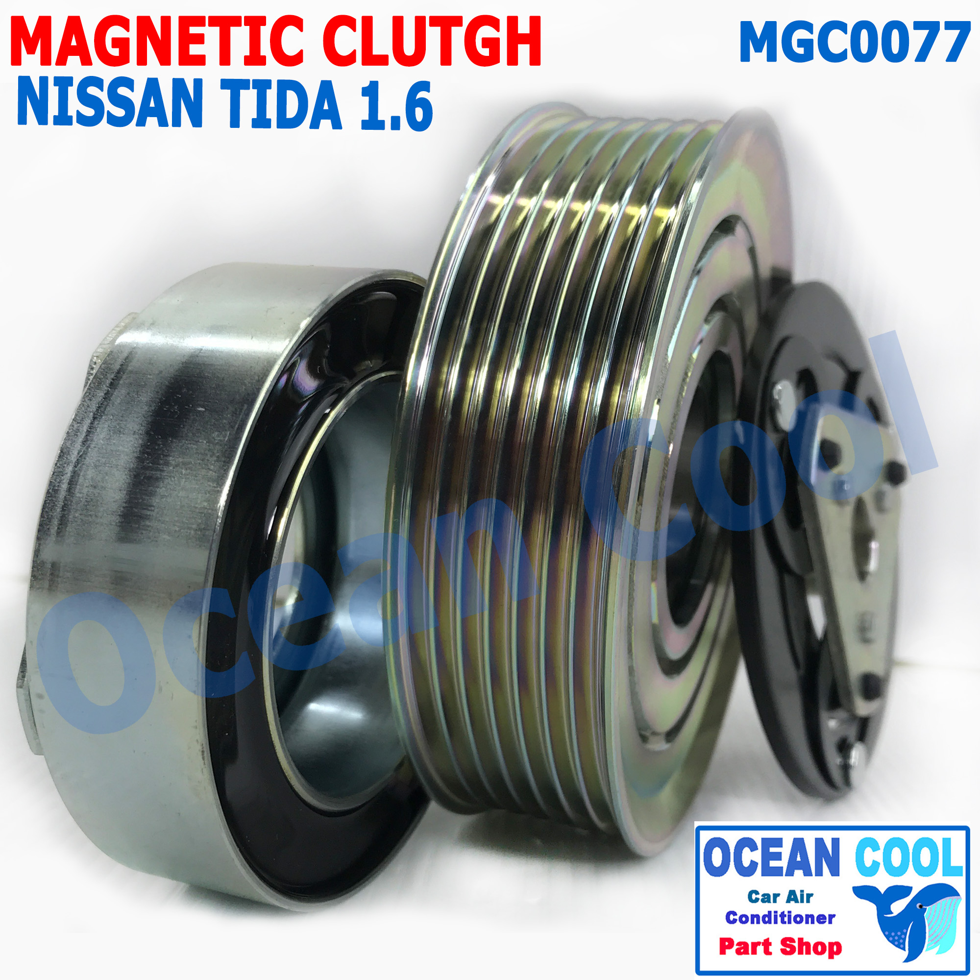 คลัชคอมแอร์ นิสสันทีด้า , คิวบ์ เครื่อง 1.6 ลูกปืนมู่เล่คลัชต์ NSK แท้ MGC0077 (คอม KK) Magnatic Clutch Assembly Set for NISSAN TIDA 1.6 , Cube'09 Z12 ชุดหน้าคลัชคอมแอร์