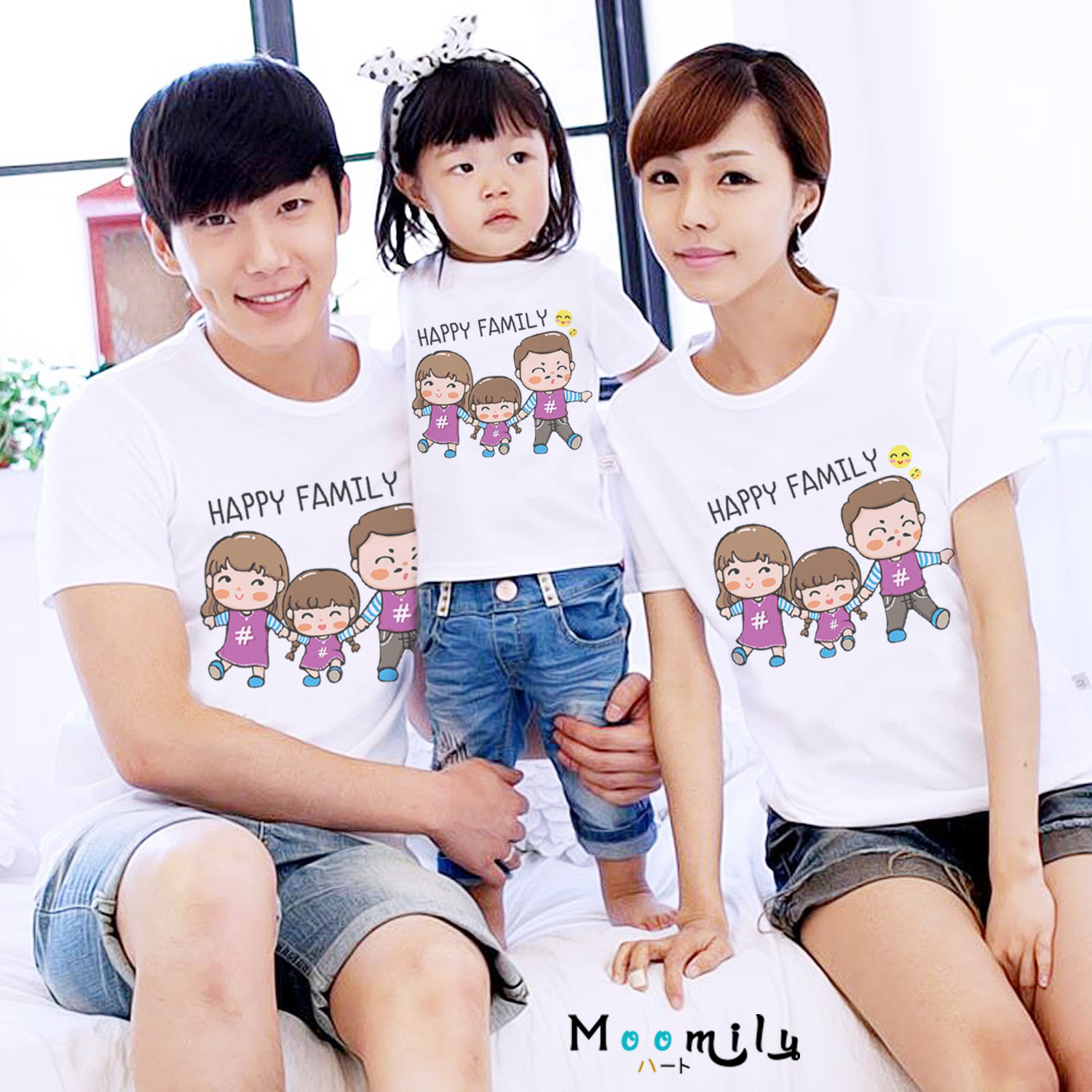 เสื้อครอบครัว 3 คน สำหรับคนมีลูกสาว (ขายเป็นตัว) เสื้อยืด พ่อ แม่ ลูก เสื้อกลุ่ม เสื้อทีม MMLFamilyGirl