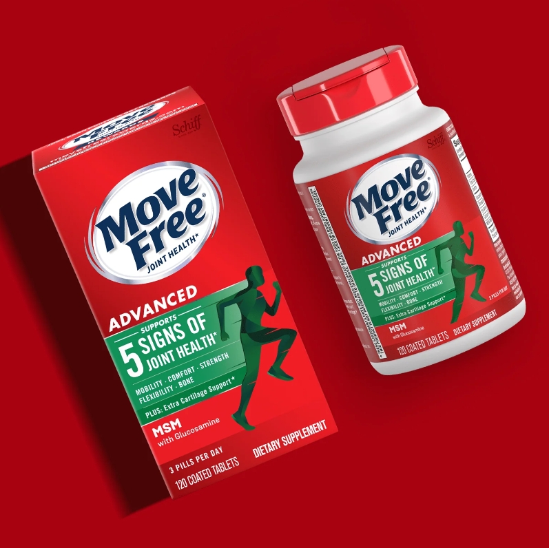 แถบเขียว Schiff Move Free Advanced MSM With Glucosamine Joint Supplement 120 เม็ด อาหารเสริมบำรุงกระดูก ข้อเข่า