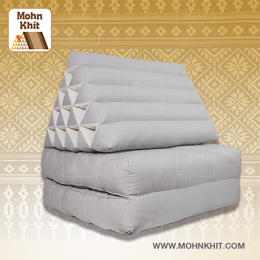 หมอนสามเหลี่ยม15 ช่องเบาะ 2 พับเบาะ 62x140x10cm //Triangle kapok Floor Cushions Traditional Pillow 15 holes with 2 part of mattress.