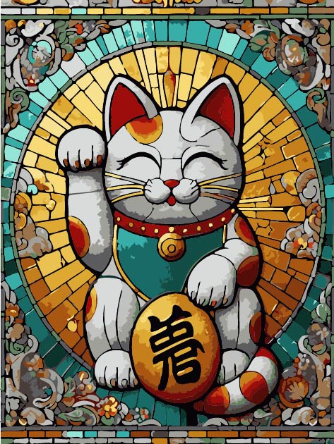 RE004 ภาพระบายสีตามตัวเลข "โมเสคแมวกวัก"