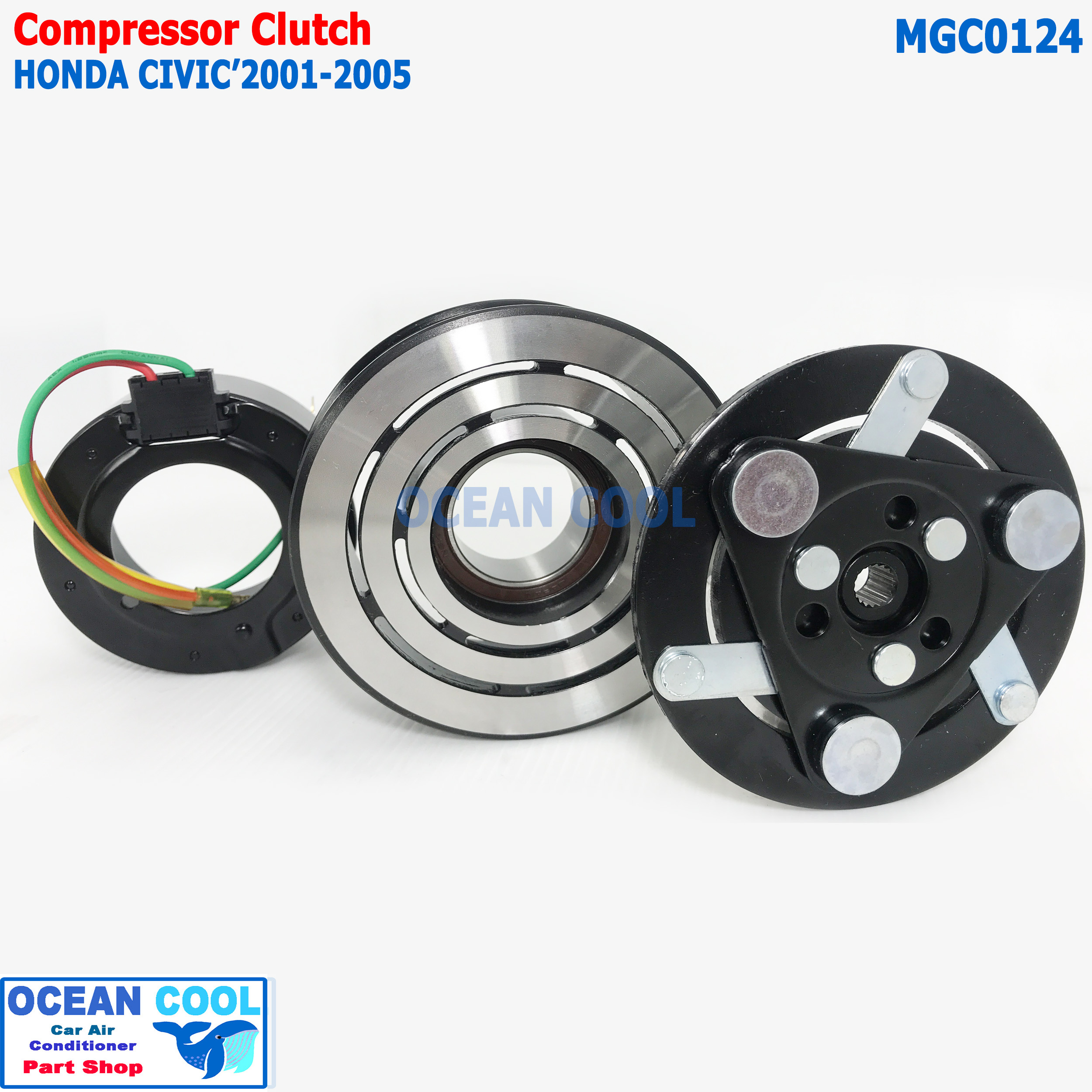 คลัชคอมแอร์ ฮอนด้า ซีวิค 2001 - 2005 MGC0124 ไดแมนชั่น AC Compressor Clutch for HONDA CIVIC ร่องซี่ 6PK หน้าคลัช คอมแอร์ ชุดคลัช มู่เล่คลัช