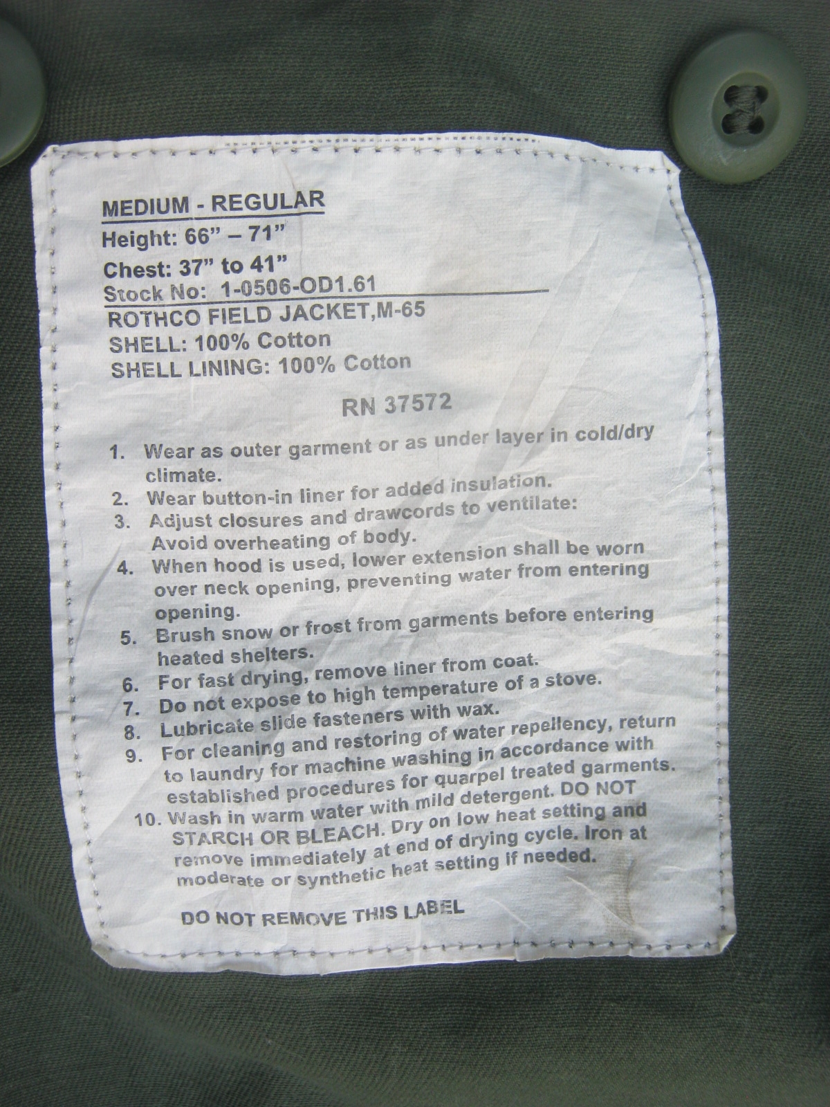 เสื้อแฟชั่นแนวทหาร M65 medium Regular