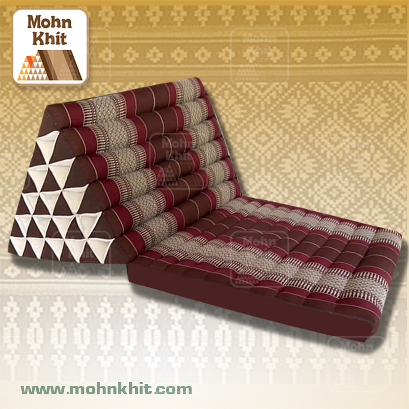 หมอนสามเหลี่ยม 21ช่องใหญ่ผ้าขิดไทยเบาะ 1 พับ 80cmx120cmx55 cm // Big Triangle Khit Thai Floor Cushions Traditional handmade 21 holes. สำเนา