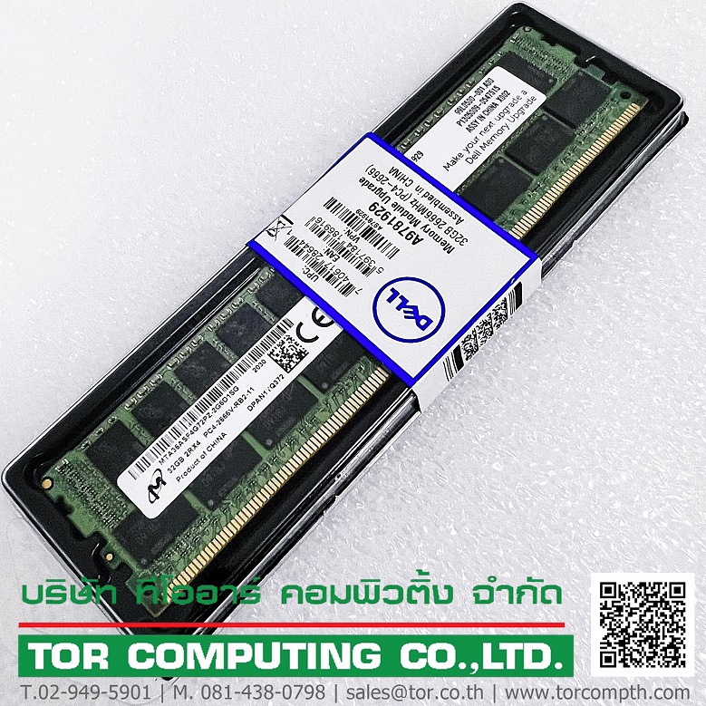 Dell TN78Y, A9781929, SNPTN78YC/32G [TorCompTH Thailand ขาย จำหน่าย ราคา] Dell TN78Y, A9781929, SNPTN78YC/32G - Dell 32GB 2Rx4 DDR4 2666MHz PC4-21300 ECC Memory for Dell R640 R740, Gen14