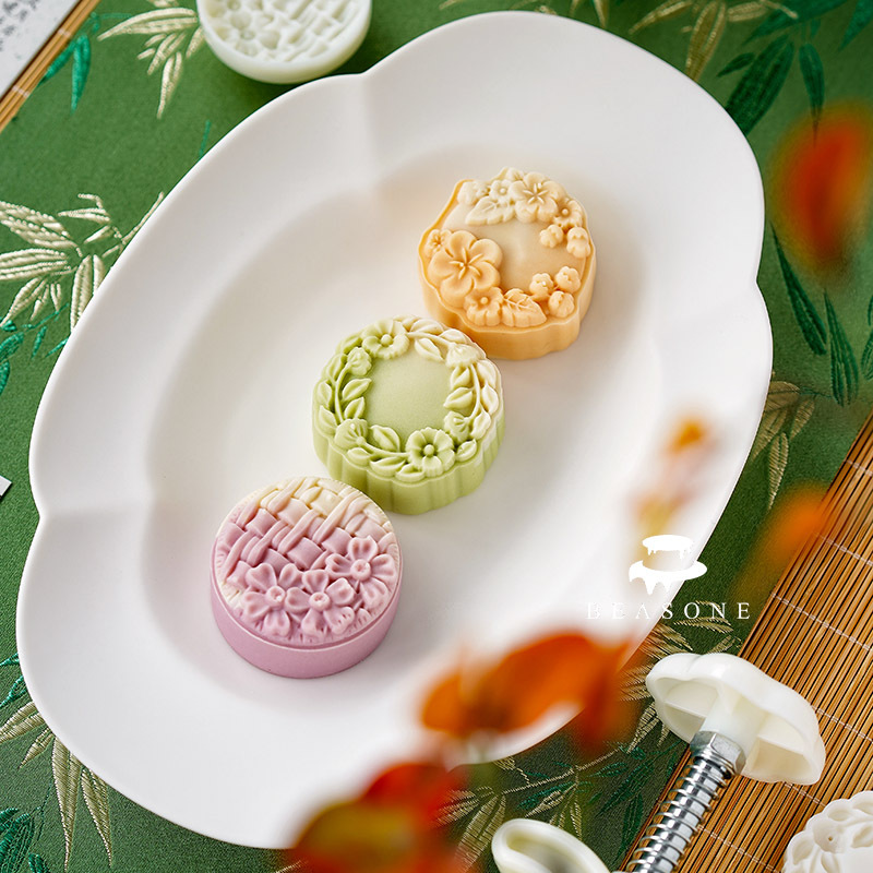 เซ็ตพิมพ์กดขนมไหว้พระจันทร์ เซ็ตพิมพ์กดคุกกี้ Moon Flower 50 กรัม