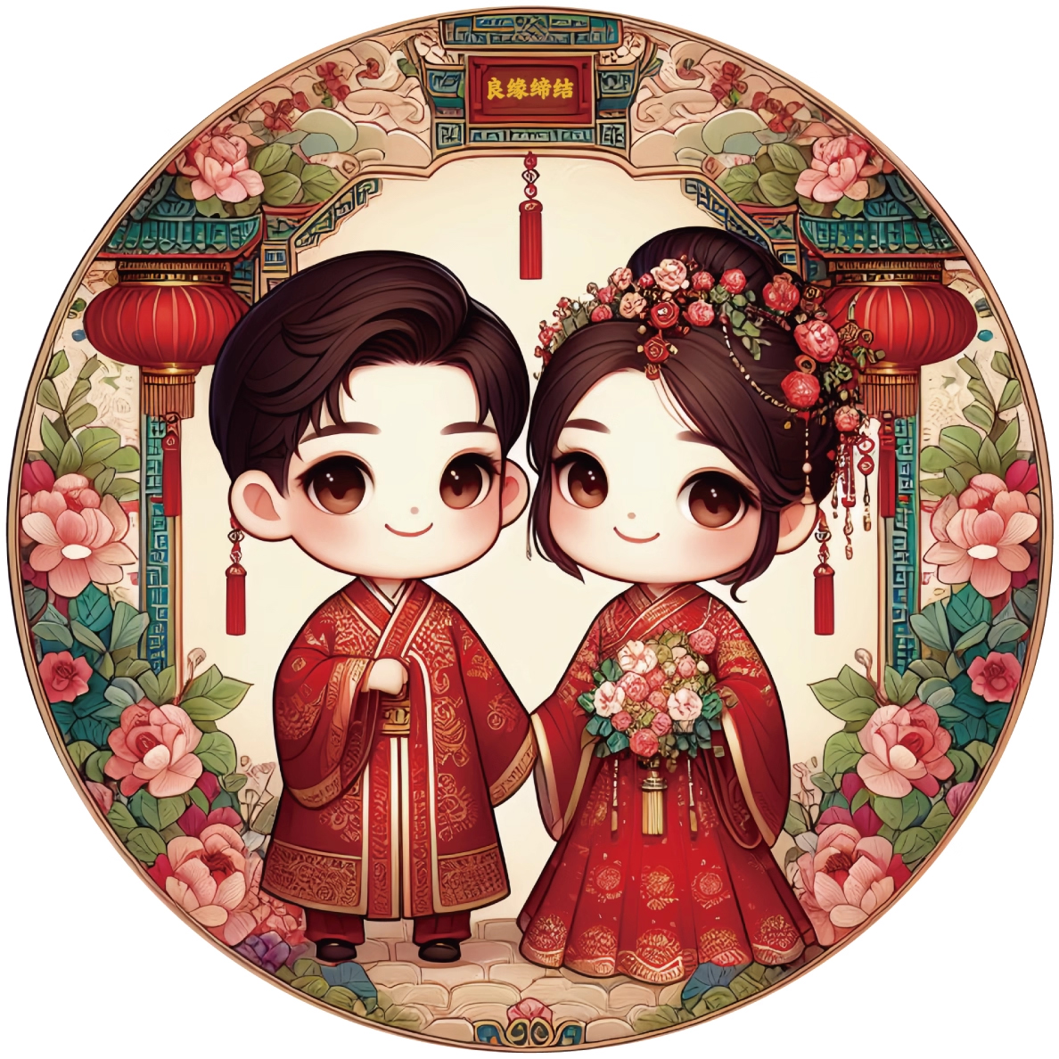 ชุดปักครอสติช ลายคู่แต่งงานจีน (ปักเต็มผืนผ้า ไม่มีเดินเส้น ผ้า9CT พิมพ์ลาย ปัก 4 เส้นเล็ก) ขนาด 75*75 ซม.ผ้าครอสติช 9CTพิมพ์ลายปักบนผ้า ไหมคอตตอน 43 สี ผังลาย เข็ม
