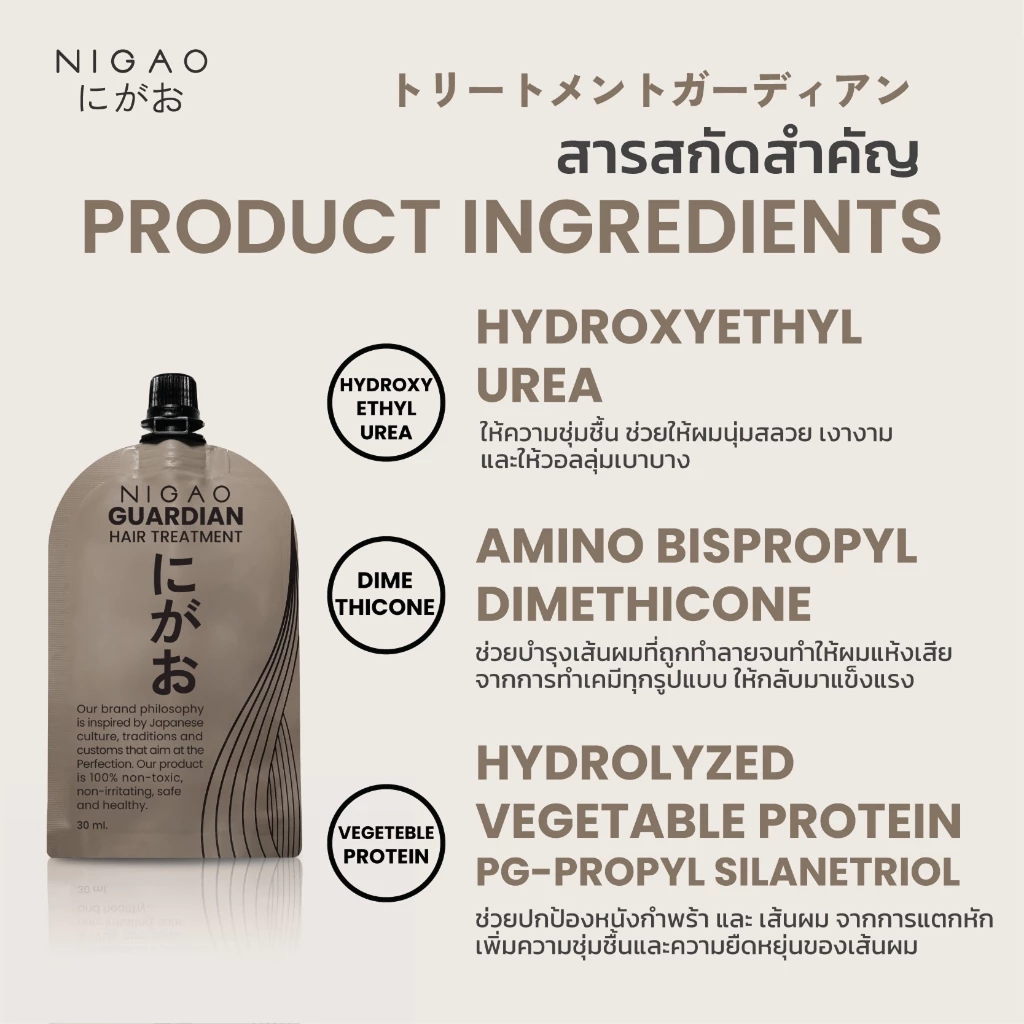 แท้พร้อมส่ง○ (แบบซอง) Nigao Guardian Hair Treatment 30ml นิกาโอะ การ์เดียน แฮร์ ทรีทเม้นท์