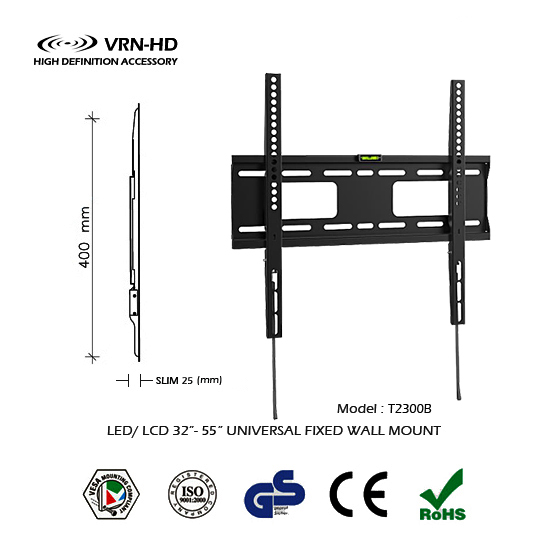T2300 ขาแขวนทีวี LCD,LED TV 32 - 55 นิ้ว แบบ Extra Slim 25 mm., Max VESA 400 x 400 mm., Weight Capacity 75 Kg