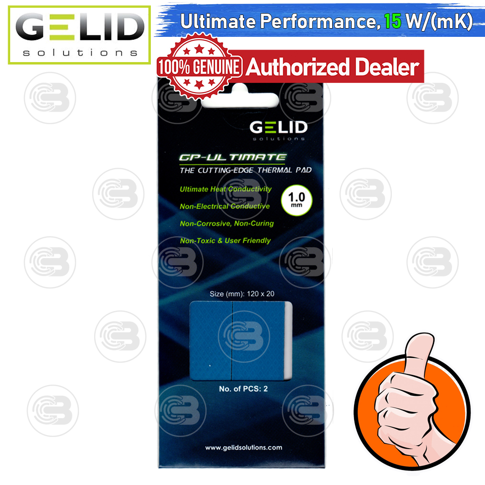 [CoolBlasterThai] GELID GP-ULTIMATE Thermal Pad (2 PCS) 120x20x1.0 mm./15.0 W/mK (TP-VP04-R-B)