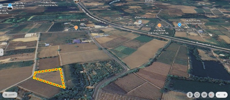 ขายที่ดินเปล่า ย่าน เลียบคลองชลประทาน ม่วงตารศ ห้วยขวาง กำแพงแสน นครปฐม : ใกล้บ้านสวนชมจันทร์ และชวาลันรีสอร์ท : 4 ไร่