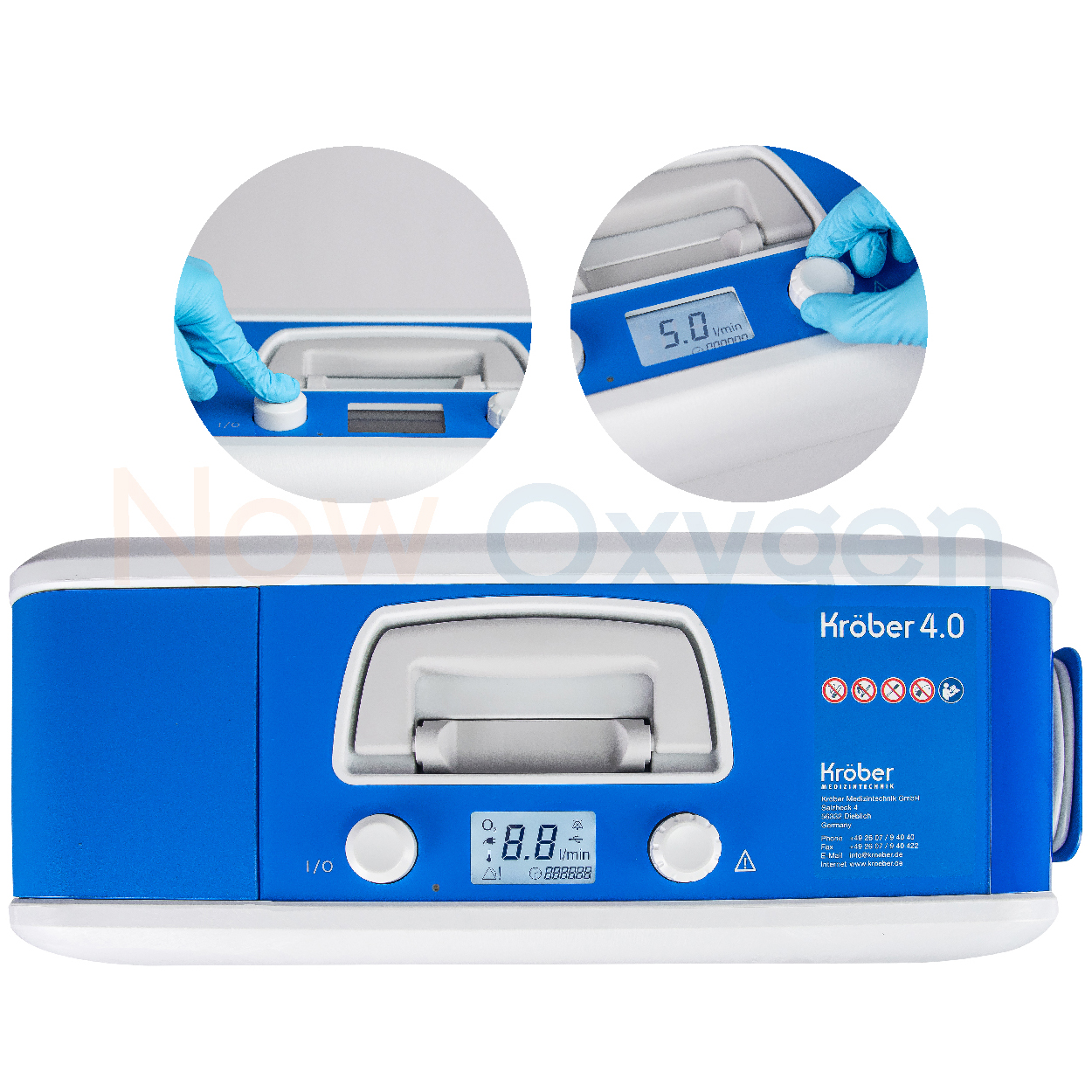 เครื่องผลิตออกซิเจน 5 ลิตร (เสียงเงียบ >31dBA) Kroeber รุ่น 4.0 (Premium) ประกันศูนย์ไทย 3 ปี