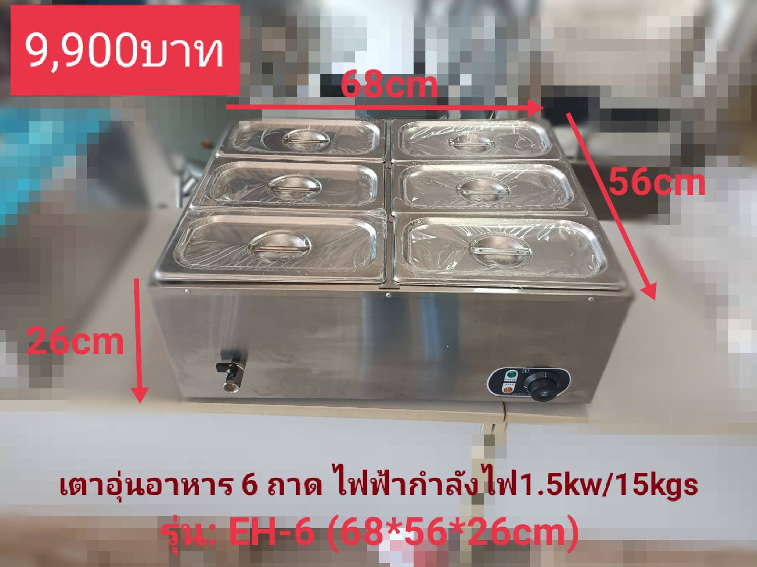 เตาอุ่นไฟฟ้าสแตนเลส 6 ถาด รุ่น : EH-6
