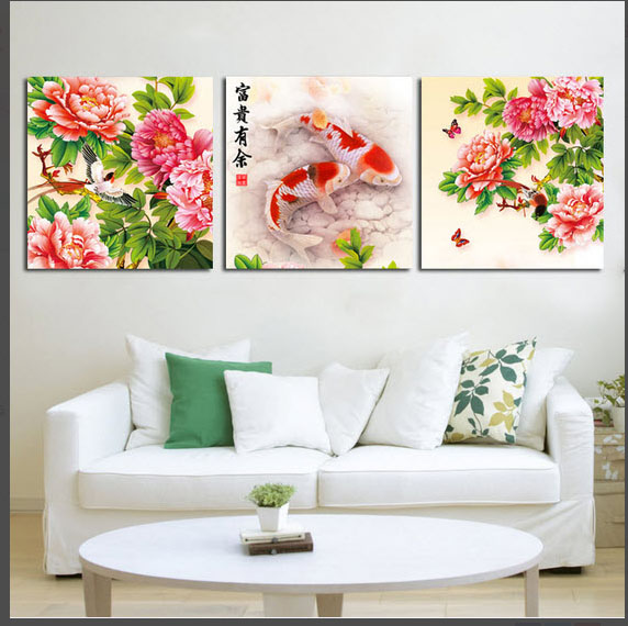 ดอกโบตั๋นและปลาคราฟ (เซ็ตละ 2,500บาท) 1 เซ็ตมี 3รูป
