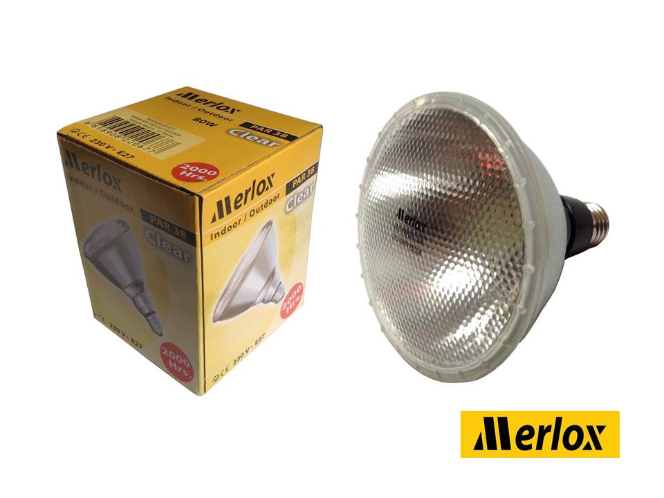 หลอดไฟ PAR38 230V 80W Clear Spot 12° E27 MERLOX